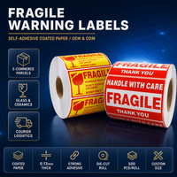 Label Stiker Peringatan Pengiriman Perekat Barcode Persegi Merah yang Dapat Disesuaikan untuk Printer Transfer Termal, Penggunaan Toko Kelontong
