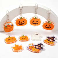 Porte-clés en acrylique coloré pour Halloween, design lumineux, mignon et effrayant, ensemble de porte-clés