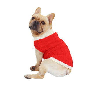 Maglione Classico a Collo Alto con Lavorazione a Trecce per Cani, Cappotto Caldo con Foro per Guinzaglio, Primavera/Autunno - Product Image 5