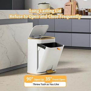 Cubo de basura estrecho con Pedal de paso dorado de 3 galones con tapa superior de prensa Cubo de basura de plástico a prueba de perros para cocina Cubo de almacenamiento de oficina - Product Image 4