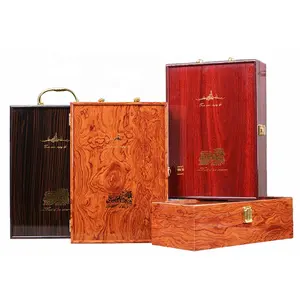 Kotak kayu sublimasi kustom untuk anggur dengan Logo kotak kayu coklat antik
