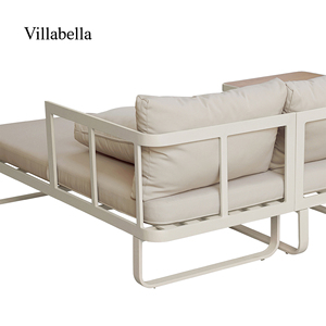 Ensemble <span class=keywords><strong>de</strong></span> canapés sectionnels d'extérieur modernes, effet <span class=keywords><strong>bois</strong></span> <span class=keywords><strong>de</strong></span> teck imité, <span class=keywords><strong>salon</strong></span> <span class=keywords><strong>de</strong></span> <span class=keywords><strong>jardin</strong></span>, structure en <span class=keywords><strong>aluminium</strong></span>, résistant aux intempéries, meubles <span class=keywords><strong>de</strong></span> patio pour villa - Product Image 3