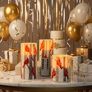 Set di 3 Candele LED PILLA in Plastica con Telecomando per Matrimoni, Compleanni, Feste, Natale e Decorazioni Domestiche - Product Image 1