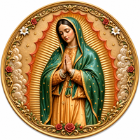 Assiette en résine Sacré-Cœur Vierge Marie, motif rayons de soleil dorés, art catholique classique, décoration de bureau, souvenir, cadeau, vente en gros