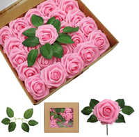 Lot de 25 roses en mousse PE pour décoration de boîte à fleurs artificielles pour mariage, Saint-Valentin et Noël