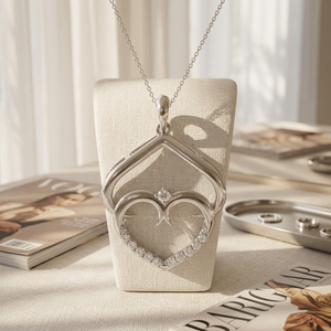 สร้อยคอจี้รูปหัวใจคู่ประดับเพชรเลี้ยงในห้องปฏิบัติการ เงินสเตอร์ลิง เครื่องประดับชั้นดี เครื่องประดับสั่งทำ ของขวัญสุดหรู สำหรับเจ้าสาว ใส่ได้ทุกวัน ระดับพรีเมียม - Product Image 3