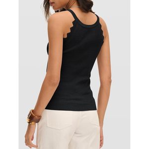 FOXA Women's Ribbed Cami Tank Top Sleeveless <b>Spaghetti</b> <b>Strap</b> Knitted Top Breathable Summer Beach Wear - Product Image 5