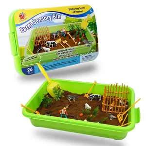 Educational Toys Animal Toys Sand Play Set 23 Piece Sensory Bin with Magic Play sand for Kids Play