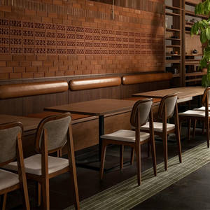 <span class=keywords><strong>Muebles</strong></span> <span class=keywords><strong>de</strong></span> Comedor <span class=keywords><strong>de</strong></span> Estilo Vintage para Cafetería, Cabinas Personalizadas, Sofá Acolchado Suave Montado en la Pared, Mobiliario Comercial para Catering - Product Image 2