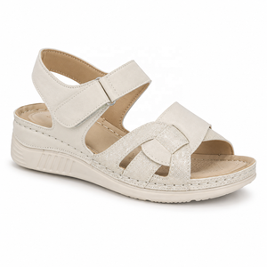 <span class=keywords><strong>Sandalias</strong></span> Cuña <span class=keywords><strong>Mujer</strong></span> Verano Ajustable Velcro Correa Trenzada Plantilla Suave Acolchada Antideslizante Ortopédica - Product Image 5