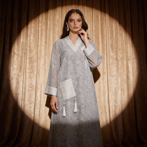 Abaya en polyester brodée de luxe pour femmes musulmanes, robe élégante, fournisseur en gros - Product Image 1