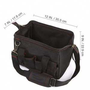 Sac à outils d'électricien robuste avec logo personnalisé, multi-poches, sangle d'épaule rembourrée réglable, grande capacité, fonction imperméable - Product Image 2