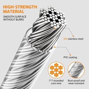Câble en acier inoxydable de 50 mètres, câble métallique recouvert de PVC, <span class=keywords><strong>tendeur</strong></span> à vis, crochet pour vigne, <span class=keywords><strong>kit</strong></span> de câble métallique pour jardin - Product Image 3