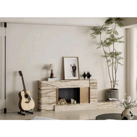 Protection contre les surcharges électriques, cadre de cheminée monobloc en marbre beige avec découpe sur mesure, profilage des bords par gravure CNC et découpes pour éviers