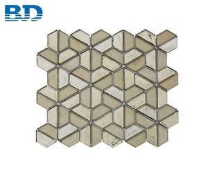 Vàng Bạc nửa hình lục giác thủy tinh khảm bóng Matt mạ cho Nội Thất Tường giọng biên giới thiết kế cho backsplash khảm trang trí - Product Image 4