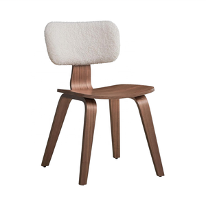 Inicio Sillas Laterales Modernas Tapicería Boucle Blanca con Acabado en Nogal Madera Maciza de <span class=keywords><strong>Roble</strong></span> Mejora La Comodidad del Comedor - Product Image 1