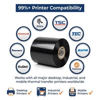 Pita Transfer Termal Barcode Warna TTR Lebar 24mm 110mm 300m Wax Resin Printer Label Original