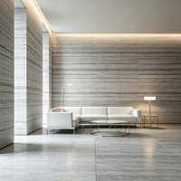 Dalle de marbre poli à grain de bois bleu naturel de luxe, idéale pour les panneaux muraux et les carreaux de sol dans les projets de villas