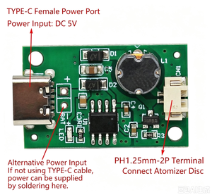 โมดูลเครื่องเพิ่มความชื้นแบบอิเล็กทรอนิกส์ DIY โมดูลสเปรย์ USB แผ่นอะตอมไมซ์ แผงวงจรรวม อุปกรณ์ทดลอง DIY - Product Image 3