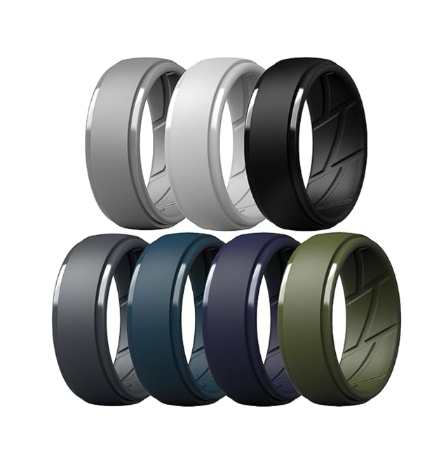 Customized Logo Silicone Ring for Men Classic Wedding Band Gemstones Engagement Ring for Anniversary Gift Engraved Rubber Band