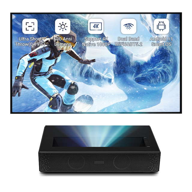Hotack D068 Full HD  Short Throw Home Theatre Proyector Ultra Laser Projector TV DLP 4K UST Business Education Game Projetor