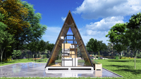 Villa de luxe préfabriquée Airbnb en structure légère en acier, type A-frame, pour camping et resort