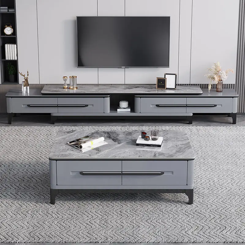 TV-Schrank Italienisches Licht Luxus Schiefer TV-Ständer und Couch tisch Set modernen minimalist ischen versenkbaren Wohnzimmer Bodens chrank