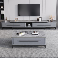 Meuble TV lumière italienne luxe ardoise support TV et table basse ensemble moderne minimaliste rétractable salon plancher armoire