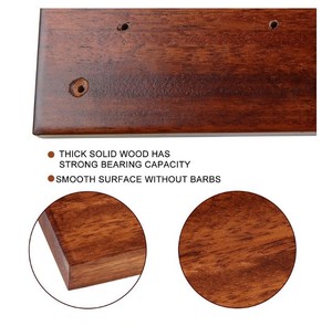 מדף קיר צף מעץ מלא בסגנון כפרי תעשייתי עם תושבות צינורות, נירוסטה, רב תכליתי לאחסון בחדר אמבטיה - Product Image 5