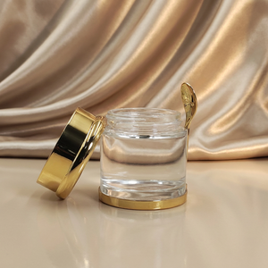 ภาชนะบรรจุเครื่องสำอาง30g 50g 80g ขวดแก้วเคลือบ UV สีทองทรงกระบอกโถครีมทาเนยพร้อมช้อน - Product Image 1