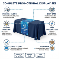 Ensemble chemin de table et nappe personnalisés, housses promotionnelles pour présentation de marque pour les boutiques éphémères et les festivals