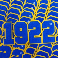 4 "Hauteur des lettres grecques stockées Chenille Patches Iron on Sorority Group Numbers Twill Applique pour Hoodies