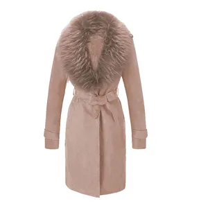 Custom Women Outwear Fur Collar Coats High Quality Mid-length Ladies Overcoat Stylish Jacket Women's Trench Coat