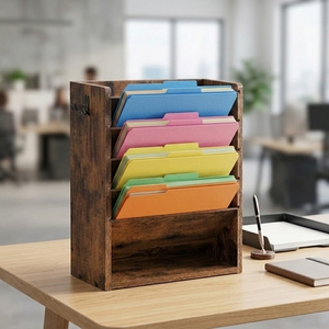 Nouvel Organisateur de Courrier Mural avec 2 Crochets pour Clés, <span class=keywords><strong>Porte</strong></span>-Lettres en Bois, <span class=keywords><strong>Porte</strong></span>-Enveloppes, Accessoires pour la Maison et le Bureau - Product Image 2