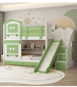 JINS <span class=keywords><strong>Lit</strong></span> <span class=keywords><strong>superposé</strong></span> pour enfants en bois massif personnalisé <span class=keywords><strong>Lit</strong></span> château princesse vert écologique et durable pour hôtel école villa appartement - Product Image 5