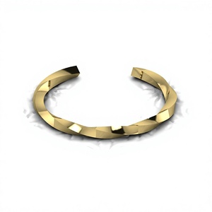Brazalete de Plata de Ley 925 con Baño de Oro de 18k, Diseño de Banda Trenzada Atractiva de 5.65mm de Grosor, con Rombo Cóncavo, Joyería de Regalo, Superventas - Product Image 1