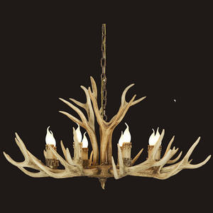 Luminaire suspendu en résine blanche décoratif pour <span class=keywords><strong>restaurant</strong></span>, style loft rétro, lampe <span class=keywords><strong>suspendue</strong></span> industrielle vintage, lustre en forme de bois de cerf en cascade - Product Image 3