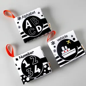 Early education black and white cloth book baby palm book toy baby cloth book N022