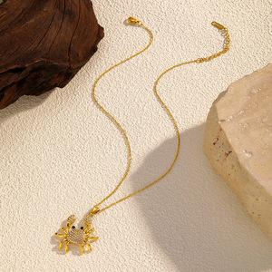 Gold Plated Stainless Steel <strong>Crab</strong> Pendant Necklace for Women's Fashion <strong>Jewelry</strong> N363 - Product Image 3