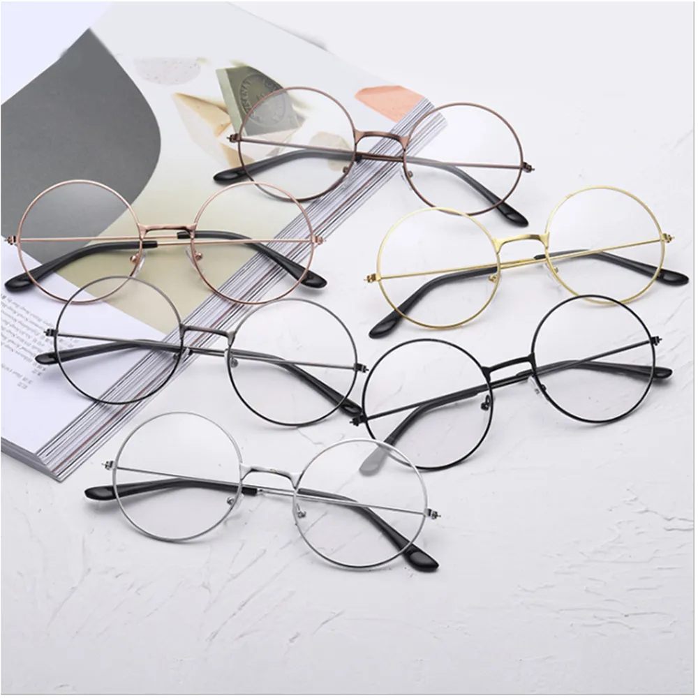 Harry Classical Black Gold Round atacado Metal Optical Frame armação do óculos