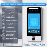 Terminal de contrôle d'accès et de pointage des heures avec reconnaissance faciale IP65, options carte IC, mot de passe, empreinte digitale, WiFi et 4G