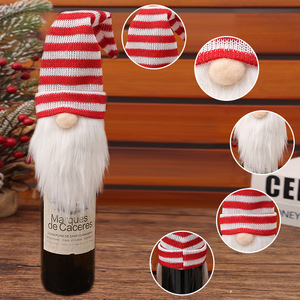 Handmade Santa Claus Bottle Bags With Drawstring Style Holiday Home Decorations Gift <b>Christmas</b> Wine Bottle Cover - Product Image 4