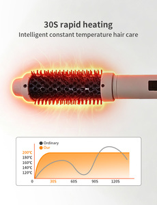 <span class=keywords><strong>Brosse</strong></span> <span class=keywords><strong>ronde</strong></span> <span class=keywords><strong>chauffante</strong></span> fabriquée en Chine avec un barillet en titane, technologie infrarouge à ions négatifs, outil de coiffage lissant sans frisottis, écran LED - Product Image 4