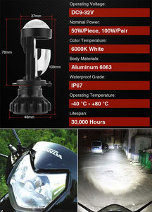 Nuevo Proyector LED H4 de 55W 10000LM 6000K, Mini Faro Delantero, IP67 Impermeable, Certificado <span class=keywords><strong>CE</strong></span>, 12V, para Auto y Motocicleta - Product Image 2