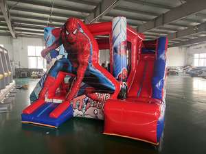 Castillo Inflable QIQU de 4x4m (13x13 pies) Rojo y <span class=keywords><strong>Azul</strong></span> con Diseño de Castillo para Fiestas de Cumpleaños Infantiles, Castillo Inflable de Superhéroes - Product Image 5