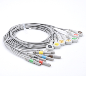 สายเคเบิล <span class=keywords><strong>ECG</strong></span> EKG แบบ 7 สาย สำหรับเครื่อง Holter ที่ใช้ได้กับ AHA Snap ตามมาตรฐาน DIN ของโรงงาน - Product Image 3