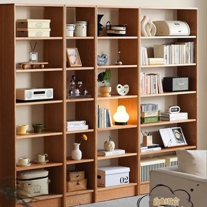 North American Cherry <b>Wood</b> Floor To Ceiling <b>Bookcase</b> 20mm <b>Solid</b> <b>Wood</b> Adjustable Shelf Office Library Storage Display Rack - Product Image 5