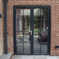 CBMMart Portes en verre pour appartement, bureau Porte française intérieure en métal fer à battant Portes de balcon personnalisées à double volet en aluminium en verre