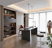 Bureau-bibliothèque moderne sur mesure pour hôtel et appartement, éco-responsable (niveau ENF), modulaire, avec choix multiples de panneaux, direct usine