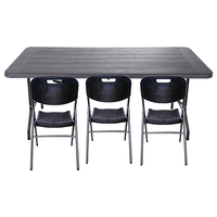 Table pliante rectangulaire en HDPE noir de haute qualité pour Tables et chaises de banquet de mariage pour événements